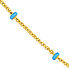 14k Yellow Gold Baby Blue Enamel Bead Saturn Chain Necklace