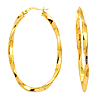 14k Yellow Gold Euro Twist Hoop Earrings with Knife Edge 1.75in