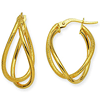 14kt Yellow Gold 1in Euro Oval Hoop Earrings
