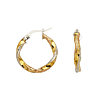 14k Tri-color Gold Euro Hoop Earrings 3/4in