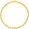 14k Yellow Gold 3mm Diamond-cut Rope Chain Bracelet 7in