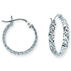 14kt White Gold 5/8in Diamond-cut In and Out Hoop Earrings 3mm