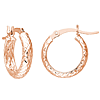 14kt Rose Gold 5/8in Diamond-cut In and Out Hoop Earrings 3mm