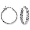 10kt White Gold 3/4in Diamond-cut In and Out Hoop Earrings 3mm
