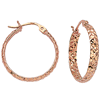 14kt Rose Gold 3/4in Diamond-cut In and Out Hoop Earrings 3mm