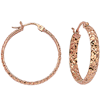 14kt Rose Gold 1in Diamond-cut In and Out Hoop Earrings 3mm