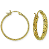 14kt Yellow Gold 1in Diamond-cut In and Out Hoop Earrings 3mm