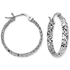 10kt White Gold 1 1/8in Diamond-cut In and Out Hoop Earrings 3mm