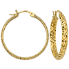 10kt Yellow Gold 1 1/2in Diamond-cut In and Out Hoop Earrings 3mm
