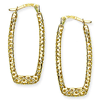 14kt Yellow Gold Lasered Square Hoop Earrings 1in