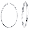 10kt White Gold 1 2/3in Diamond-cut In and Out Oval Hoop Earrings 3mm