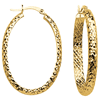 14k Yellow Gold 1 1/4in Diamond-cut In and Out Oval Hoop Earrings