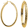 10kt Yellow Gold 1 2/3in Diamond-cut In and Out Oval Hoop Earrings 4mm