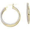 14k Two-tone Gold Intertwine Tube Hoop Earrings 3/4in