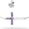 Sterling Silver LSU Crystal Cross Necklace