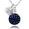 Sterling Silver Michigan Wolverines Crystal Ball Necklace