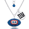 Sterling Silver New York Giants Crystal Football Necklace