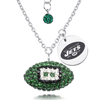 Sterling Silver New York Jets Crystal Football Necklace
