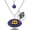 Sterling Silver Baltimore Ravens Crystal Football Necklace