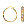 14kt Tri-color Gold 7/8in Ribbed Hoop Earrings