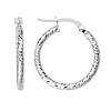 14kt White Gold 5/8in Diamond-cut Tube Hoop Earrings