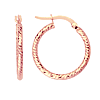 14kt Rose Gold 5/8in Diamond-cut Tube Hoop Earrings