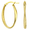 10kt Yellow Gold 1in Oval Laser Cut Hoop Earrings