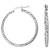 10kt White Gold 1in Diamond-cut In and Out Hoop Earrings