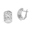 14kt White Gold 1/2in Diamond-cut Puffed Hinged Earrings