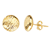 14kt Yellow Gold 3/8in Flat Round Stud Earrings with Bark Finish