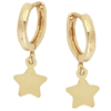 14k Yellow Gold Small Hoop Earrings with Stars