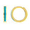 14k Yellow Gold Turquoise Enamel Huggie Earrings 1/2in