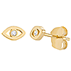 14k Yellow Gold .02 ct tw Diamond Evil Eye Earrings