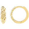 14k Yellow Gold Basket Weave Huggie Hoop Earrings 1/2in