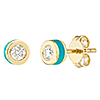 14k Yellow Gold 1/6 ct tw Diamond Stud Earrings with Turquoise Enamel