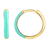 14k Yellow Gold Small Turquoise Enamel Hoop Earrings