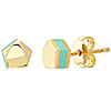14k Yellow Gold Pentagon Stud Earrings with Turquoise Enamel