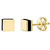 14k Yellow Gold Square Stud Earrings with Black Enamel