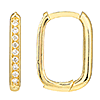 14k Yellow Gold 1/10 ct tw Diamond Oblong Hoop Earrings