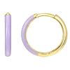 14k Yellow Gold 50/50 Lilac Enamel Huggie Hoop Earrings