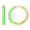 14k Yellow Gold Small Neon Green Enamel Hoop Earrings