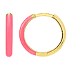 14k Yellow Gold Small Preppy Neon Pink Enamel Hoop Earrings