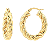 14k Yellow Gold Small Oval Twisted Rope Hoop Earrings
