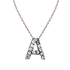 Sterling Silver Cubic Zirconia Mini Block A Necklace