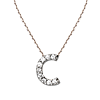 Sterling Silver Cubic Zirconia Mini Block C Necklace