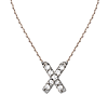 Sterling Silver Cubic Zirconia Mini Block X Necklace