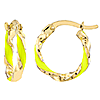 14k Yellow Gold Yellow Enamel Twist Huggie Hoop Earrings