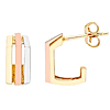 14k Tri-Color Gold Geometric Hoop Earrings