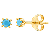 14k Yellow Gold Simulated Turquoise Stud Earrings 3mm