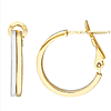 14k Two-Tone Gold Small Omega Back Round Hoop Earrings